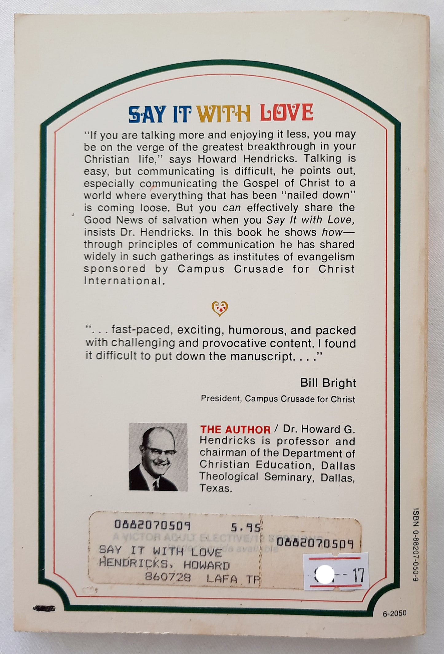 Don't Fake It...Say It with Love by Howard G. Hendricks (Good, 1979, Pbk, 143 pages, Victor Books)