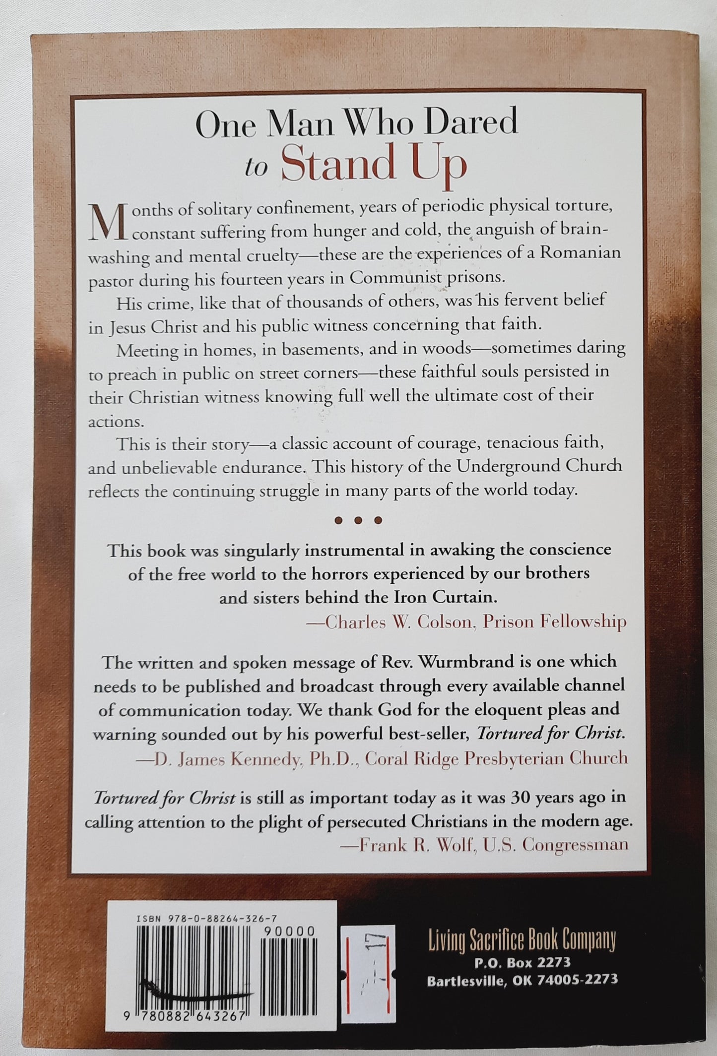 Tortured for Christ by Richard Wurbrand (Good, 1998, Pbk, 170 pages, Living Sacrifice Book Co.)