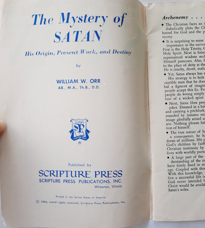 The Mystery of Satan by William W. Orr (Good, 1966, Pbk, 32 pages, Scripture Press)