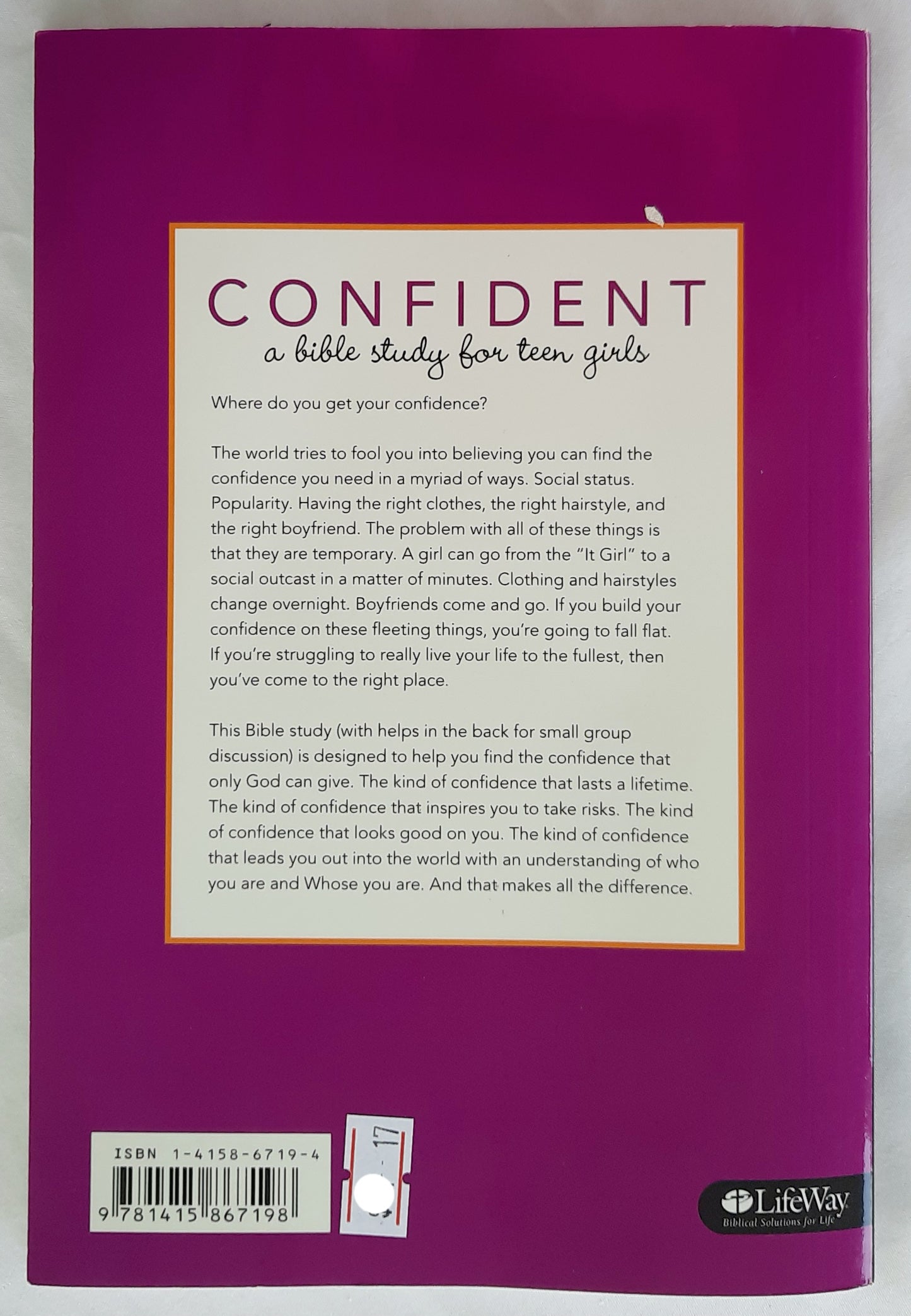 Confident: A Bible Study for Teen Girls by Carol Sallee (Good, 2014, Pbk, 119 pages, LifeWay)