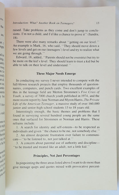 What Teenagers Wish Their Parents Knew About Kids by Fritz Ridenour (Good, 1984, Pbk, 222 pages, Word Books)