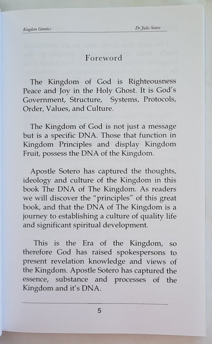 Kingdom Genetics: New DNA for Change by Julio Sotero (Very good, 2019, Pbk, 138 pages, Bridge Network)