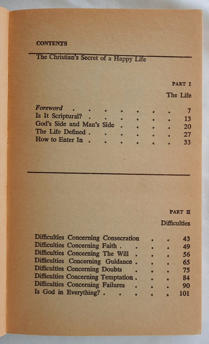 The Christian's Secret of a Happy Life by Hannah Whitall Smith (Good, 1983, Pbk, 174 pages, Spire Books)