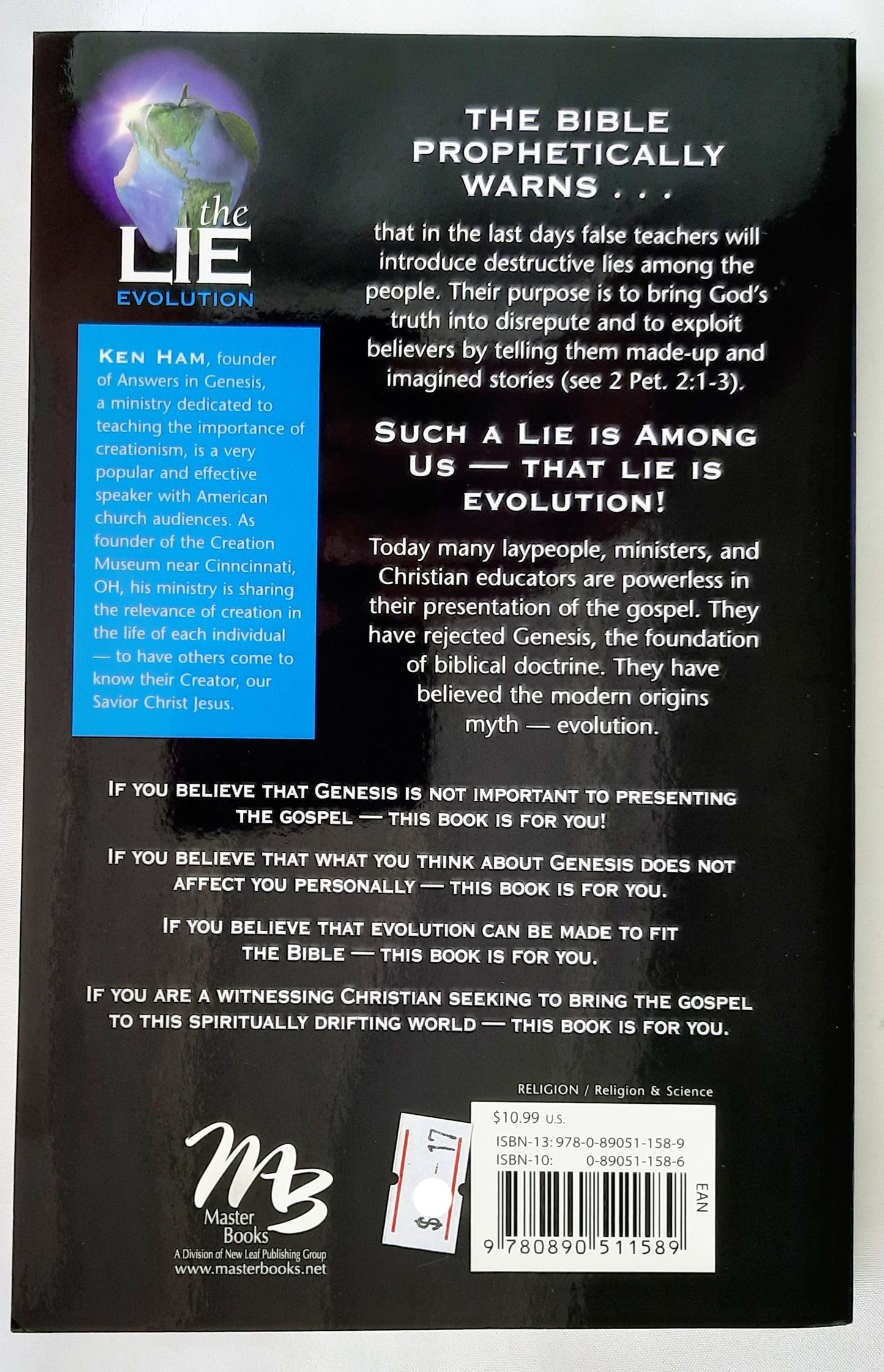 The Lie: Evolution by Ken Ham (Very good, 2007, Pbk, 185 pages, Master Books)