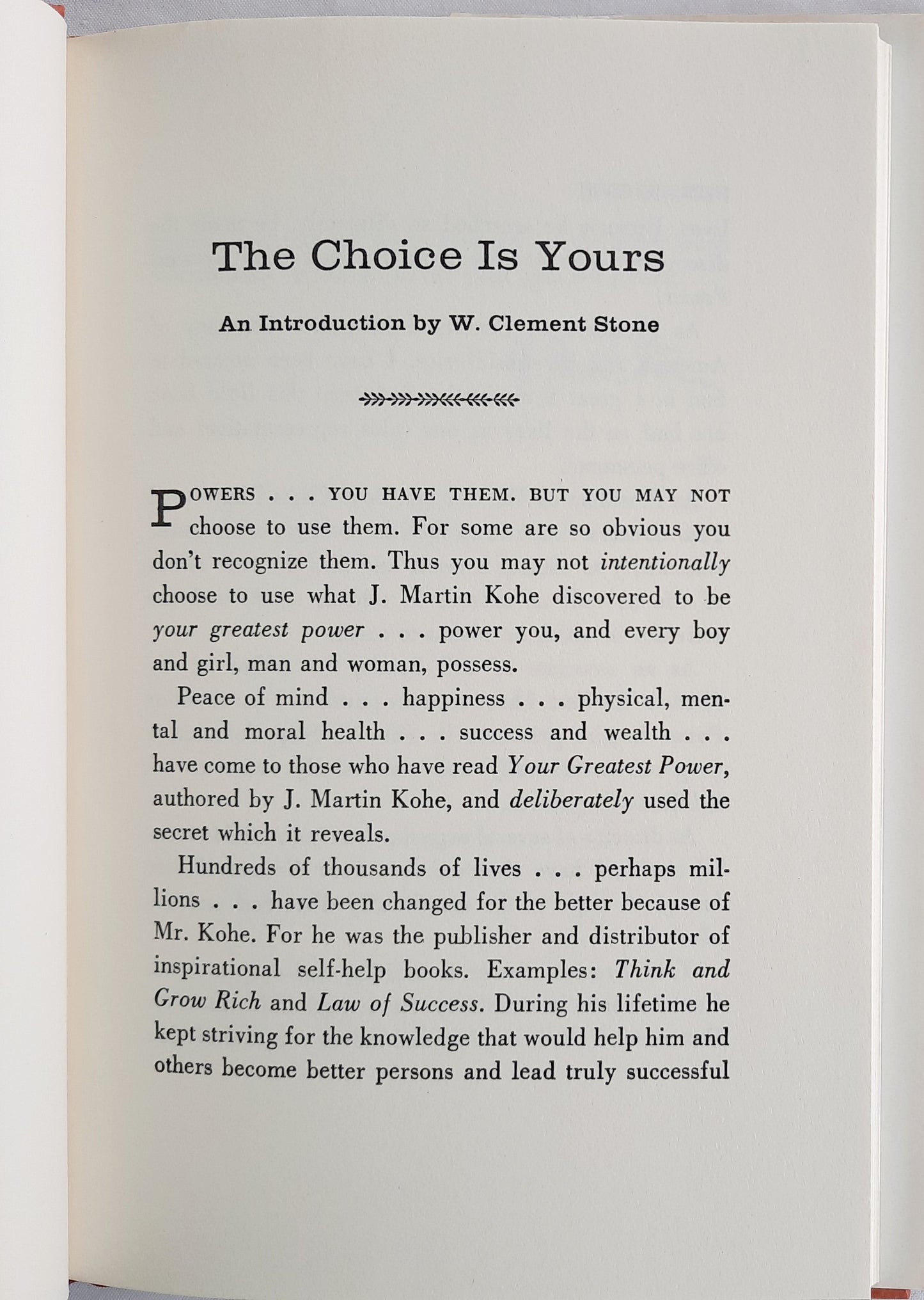 Your Greatest Power by J. Martin Kohe (Very good, 1981, HC, 80 pages, Success Unlimited)