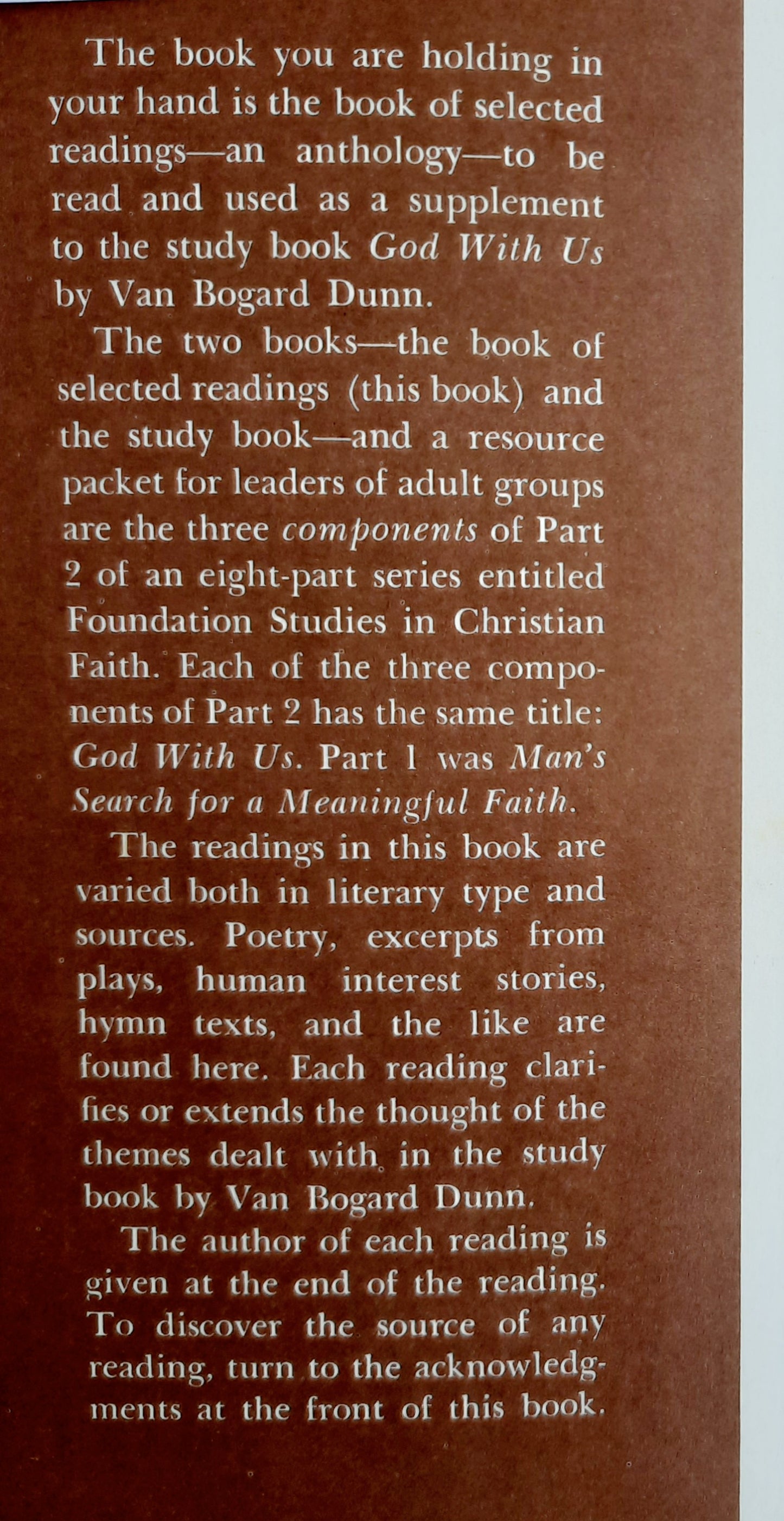 God With Us Selected Readings by Van Bogard Dunn (Very Good, 1967, Pbk, 150 pages, Graded Press)