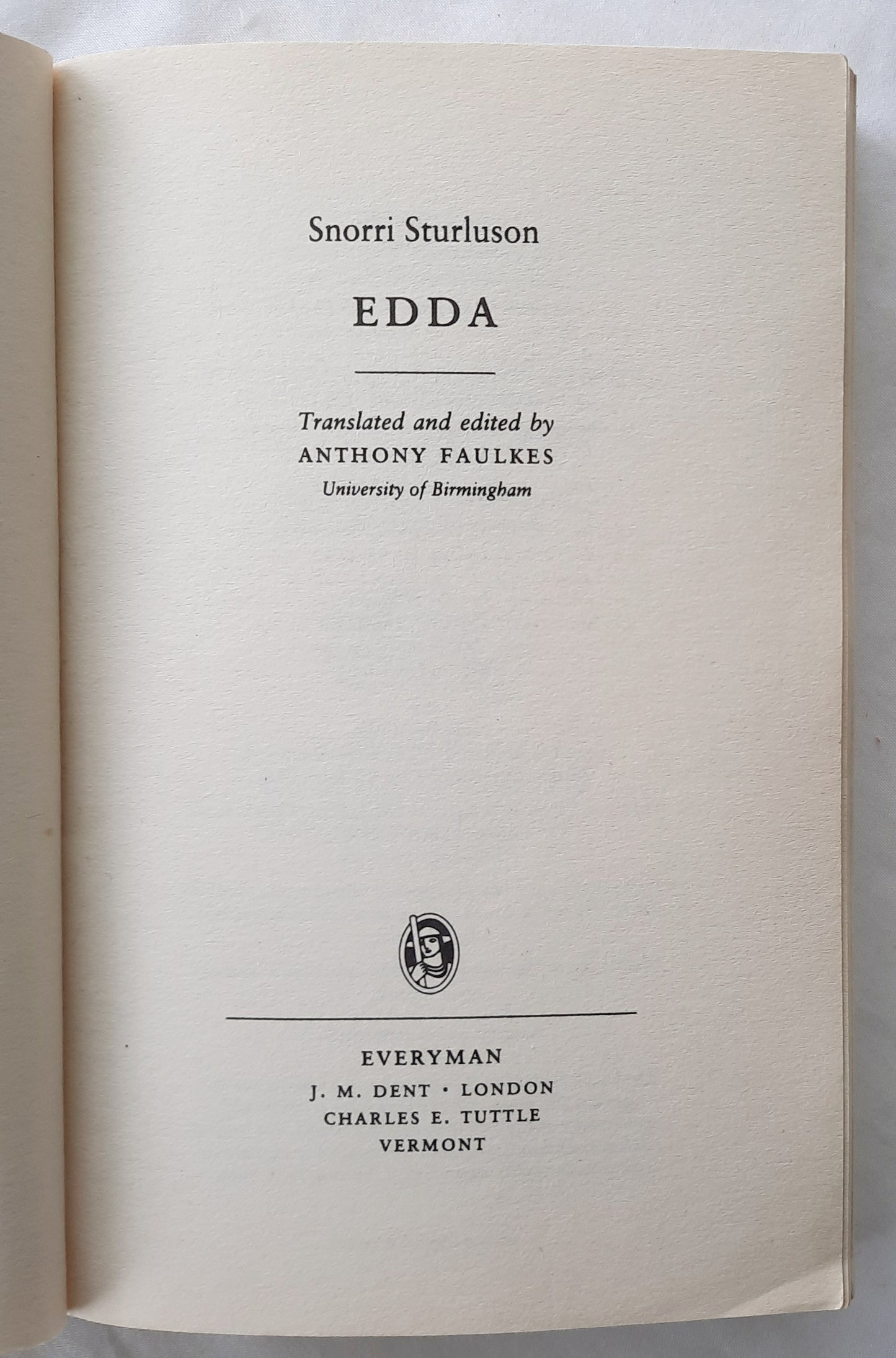 Edda by Snorri Sturluson; Anthony Faulkes (Very Good, Pbk, 1995, Everyman, 260 pages)