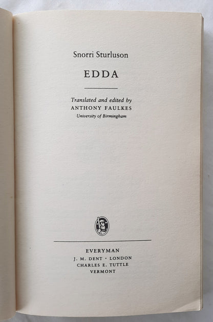 Edda by Snorri Sturluson; Anthony Faulkes (Very Good, Pbk, 1995, Everyman, 260 pages)