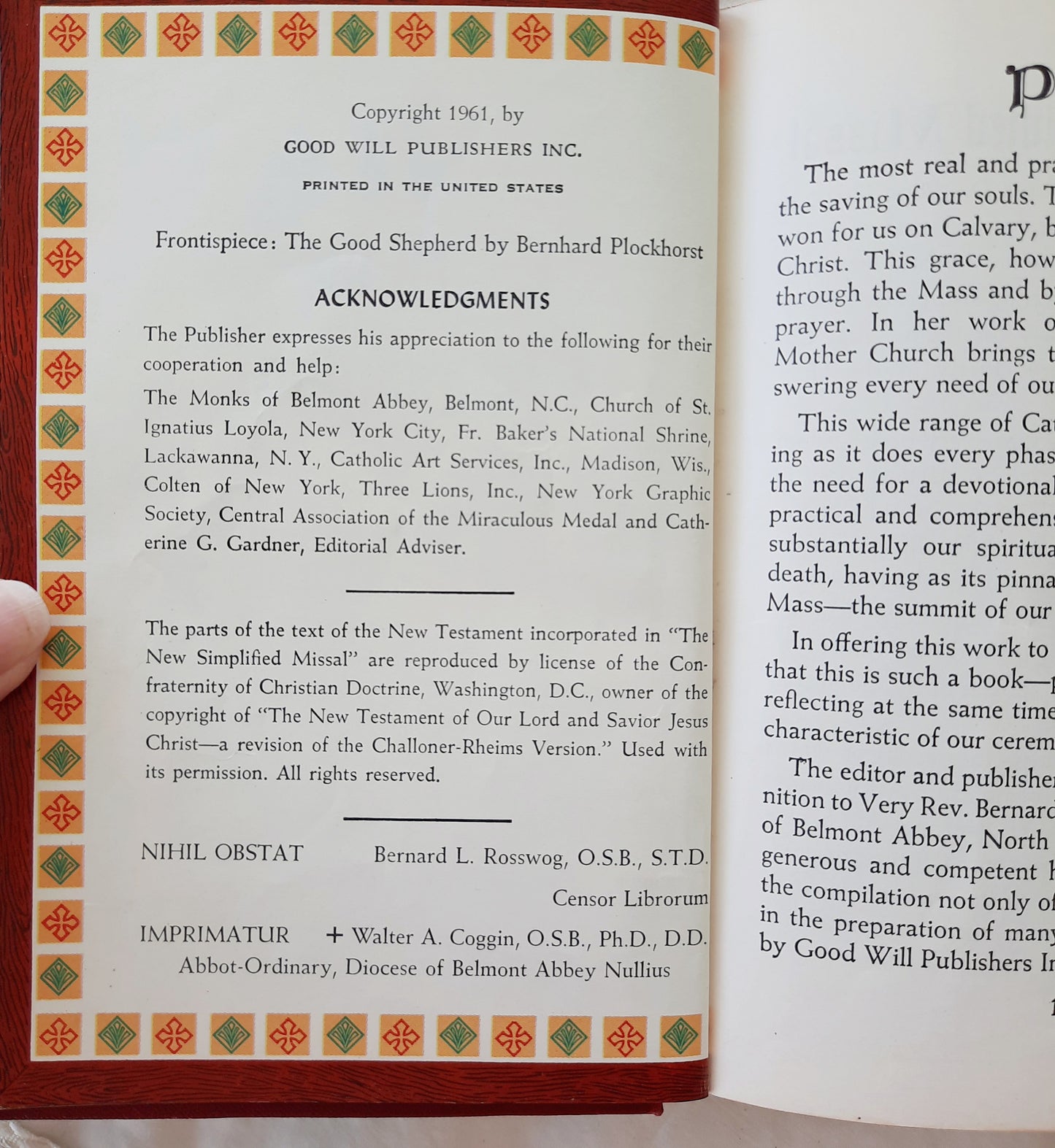 My Catholic Companion: A Handbook of Daily Devotions with the New Simplified Missal by Good Will Publishers (Good, 1961, HC, 493 pages)