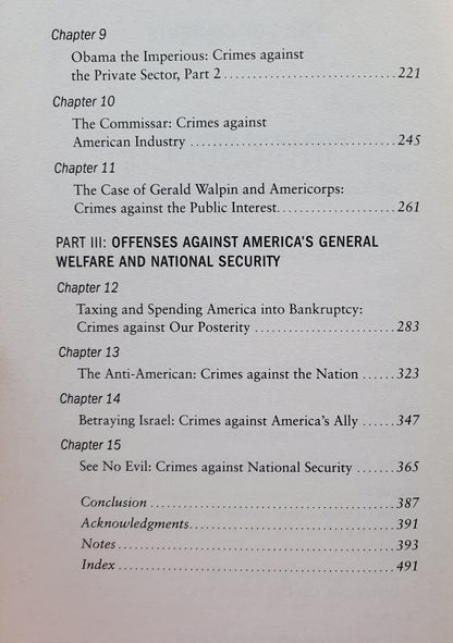 Crimes Against Liberty: An Indictment of President Barack Obama by David Limbaugh (Very good, 2010, HC, 503 pages, Regnery Pub.)