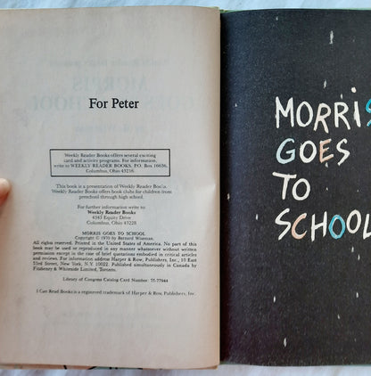 Morris Goes to School by B. Wiseman (Good, 1970, HC, 64 pages, Weekly Reader Books)