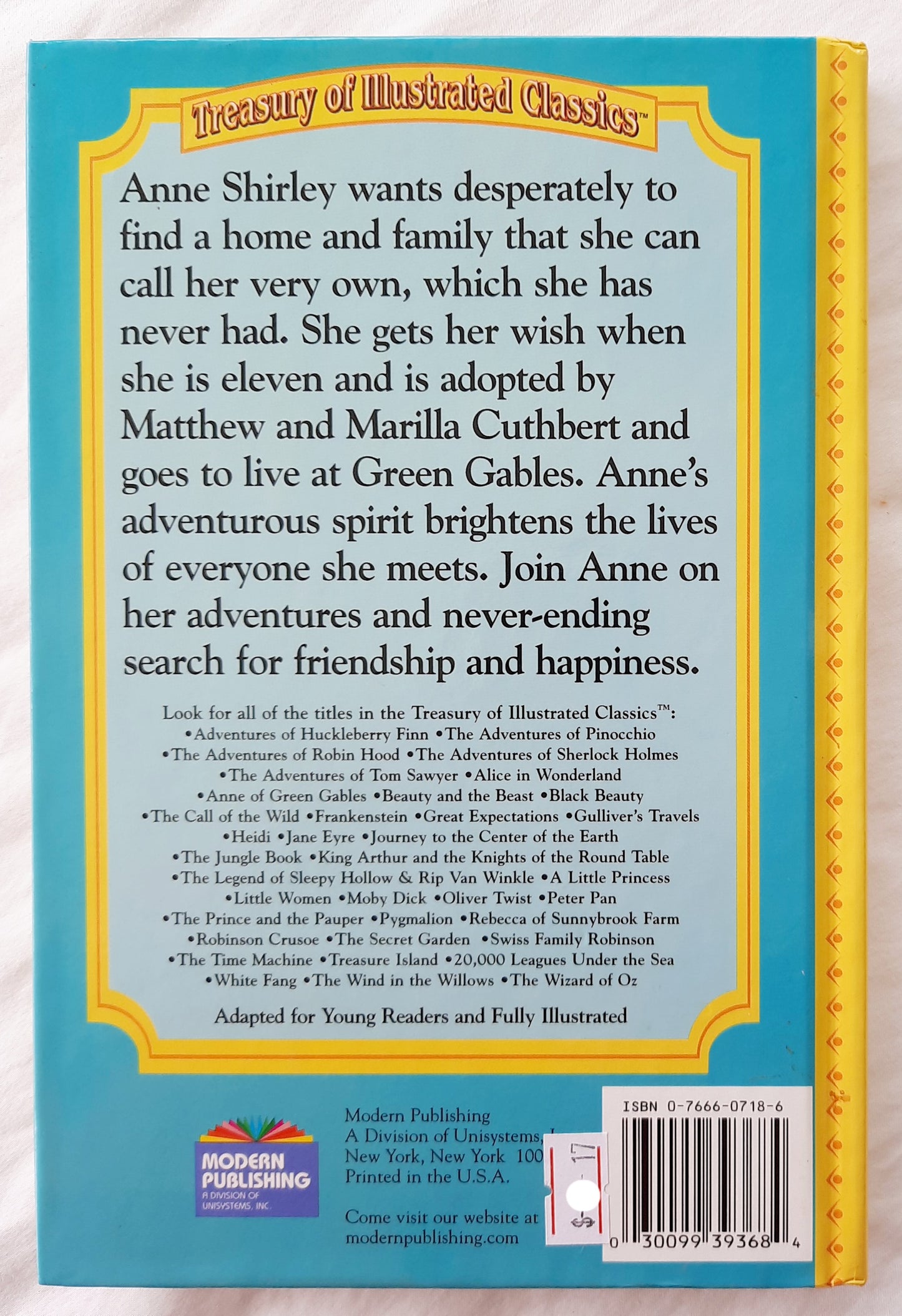 Anne of Green Gables by L.M. Montgomery; Adam Grant (Treasury of Illustrated Classics, Very good, 2005, HC, 189 pages, Modern Publishing)