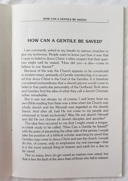 How Can a Gentile Be Saved by Zola Levitt (Very Good, 1981, Pbk, 30 pages, Great Impressions Printing)