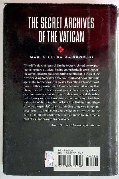 The Secret Archives of the Vatican by Maria Luisa Ambrosini; Mary Willis (Very good, 1996, HC, 366 pages, Barnes & Noble)