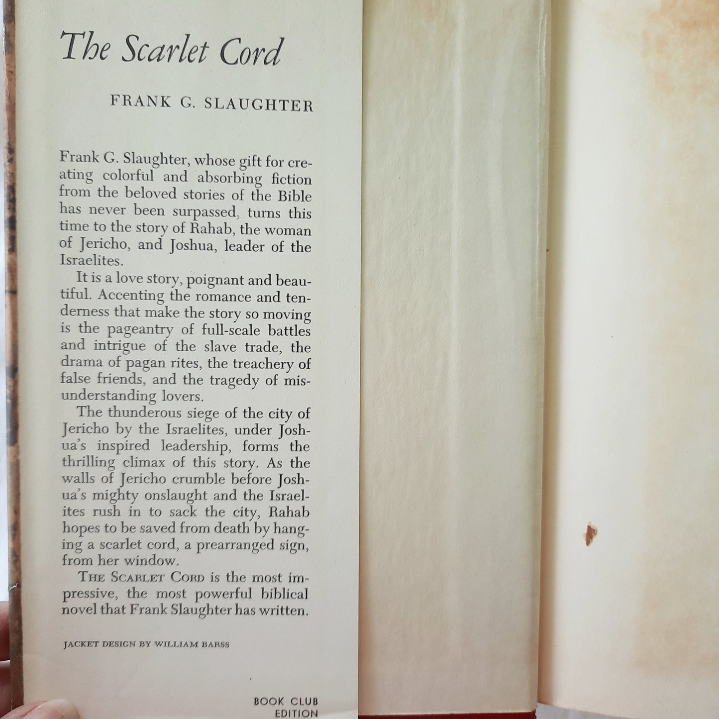 The Scarlet Cord: A Novel of the Woman of Jericho by Frank G. Slaughter (Good, 1956, HC, 352 pages, Doubleday & Co.)