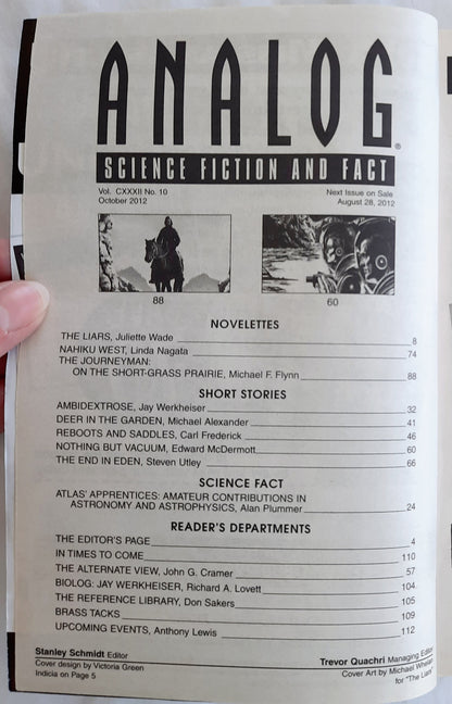 Analog: Science Fiction and Fact Magazine October 2012 by Dell Magazine (Very good, Pbk, 112 pages)