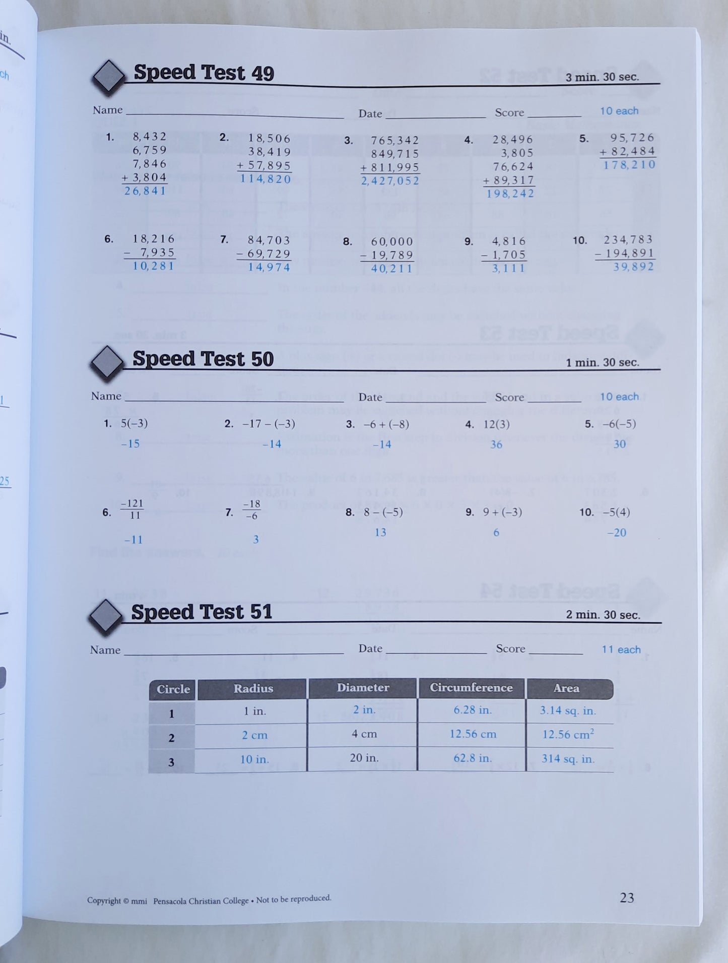 Abeka Basic Mathematics Quiz/Test Key 4th edition (New, 2019, Pbk, 142 pages)