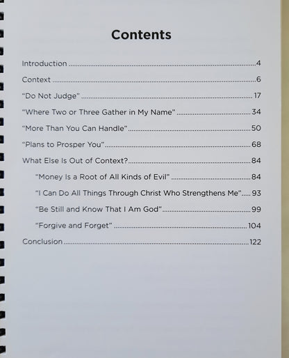 Out of Context: 8 Bible Passages Most Christians Get Wrong by Mike Novotny; Bruce Becker (Like New, 2020, Spiral Pbk, 124 pages, Straight Talk Books)