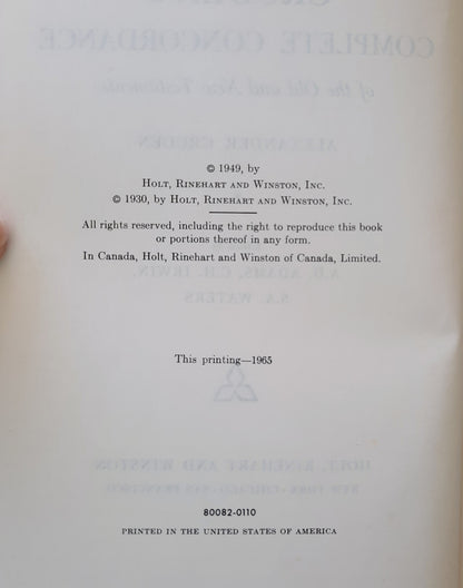 Cruden's Complete Concordance of the Old and New Testaments by Alexander Cruden; Adam Irwin; S.A. Waters (Good, 1965, HC, 783 pages, Holt, Rinehart & Winston)