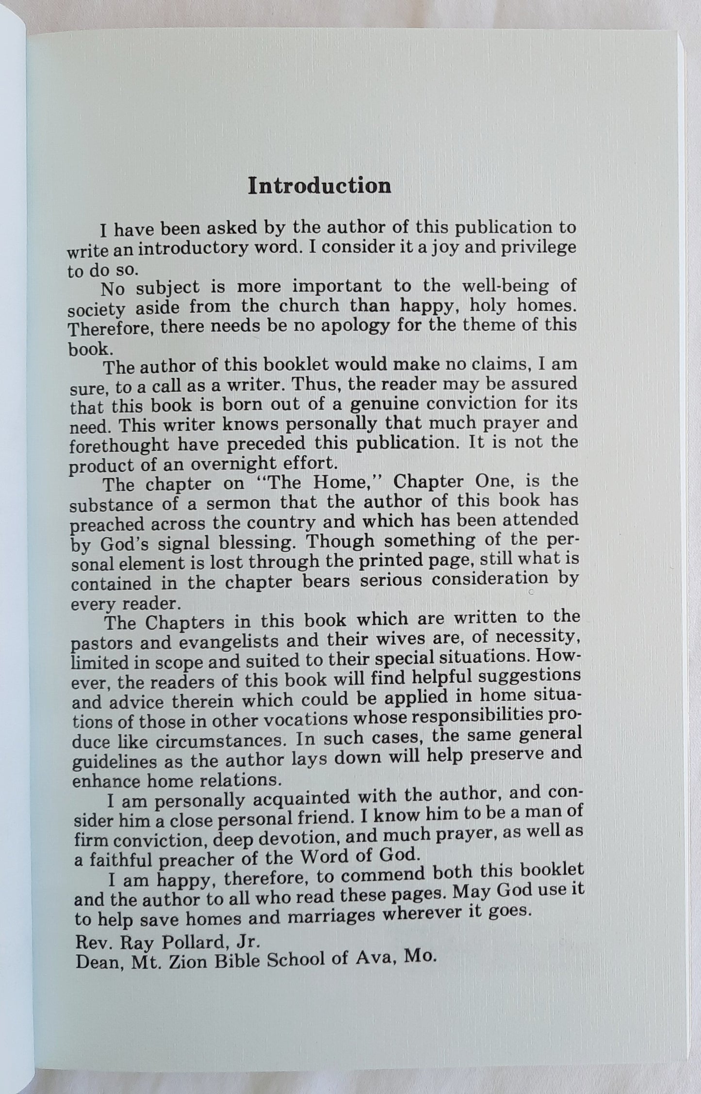 The Home: The Divine Institution of God by Winfield F. Poe (Very Good, 1979, Pbk, 72 pages, Old Paths Tract Society) RARE