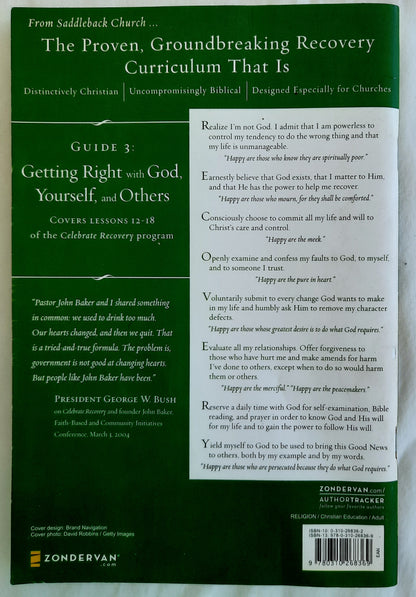 Getting Right with God, Yourself, and Others Participant's Guide 3 by John Baker (Very good, 1998, Pbk, 59 pages, Zondervan)