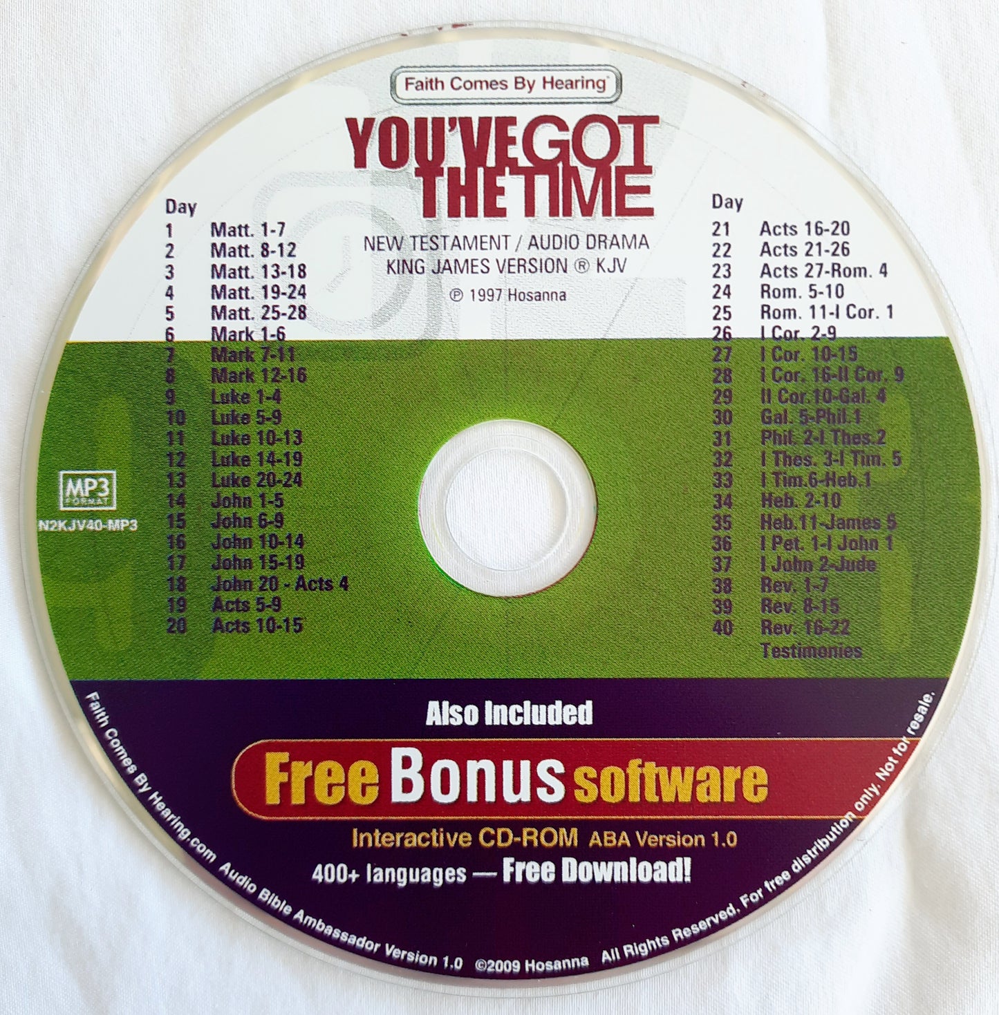 You've Got the Time KJV New Testament MP3 Disc by Hosanna (Like New, 1997, Faith Comes By Hearing)