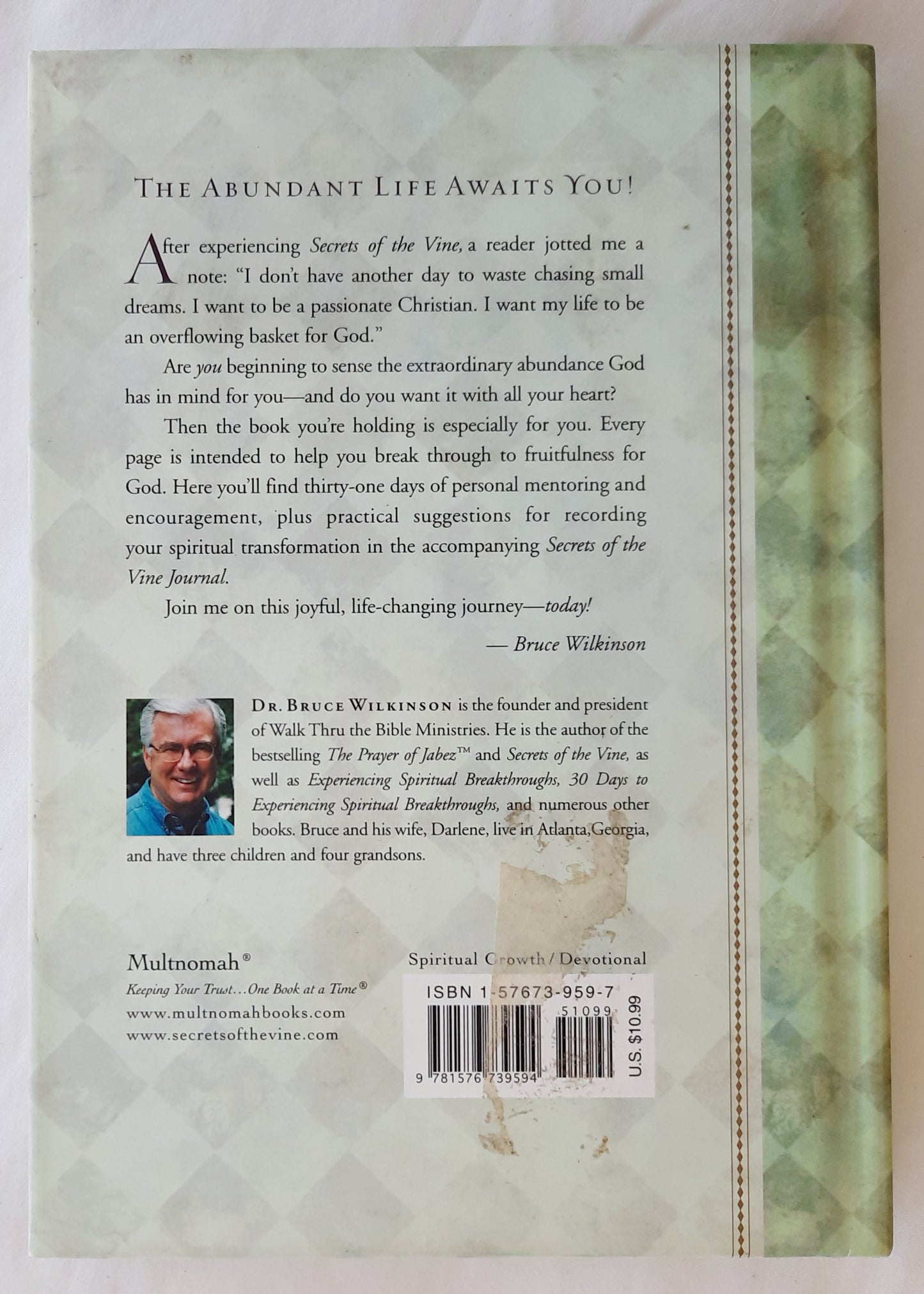 Secrets of the Vine Devotional by Bruce Wilkinson; David Kopp (Very Good, 2002, HC, 124 pages, Multnomah)