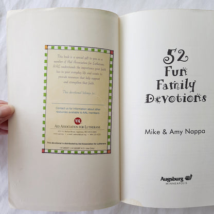 52 Fun Family Devotions by Mike & Amy Nappa (Good, 1994, Pbk, 96 pages, Augsburg)