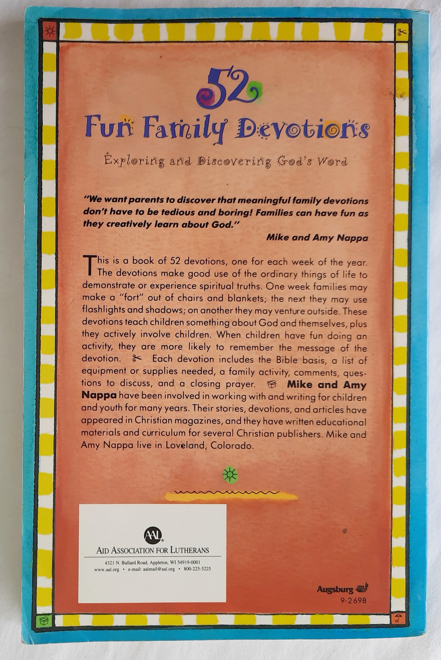 52 Fun Family Devotions by Mike & Amy Nappa (Good, 1994, Pbk, 96 pages, Augsburg)