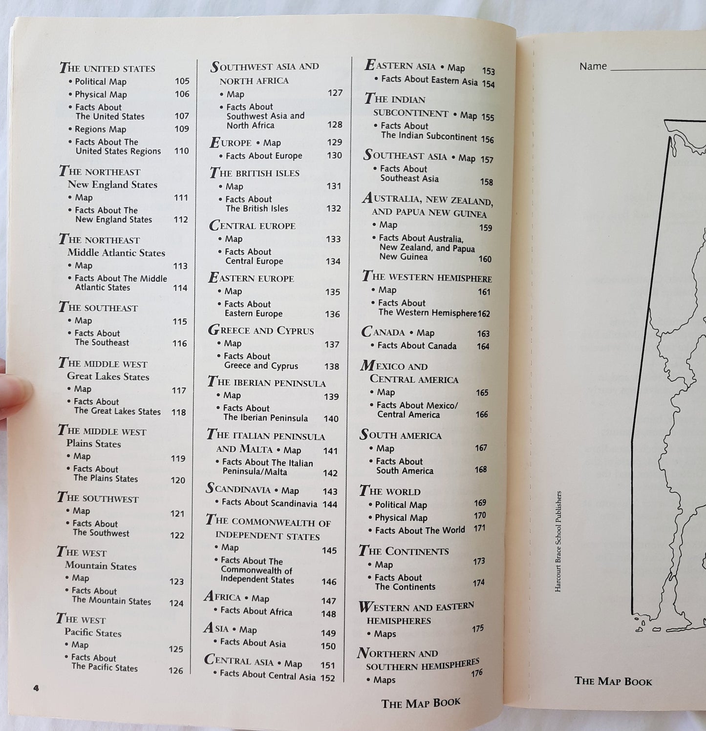 Social Studies: The Map Book by Harcourt Brace & Co. (Very good, 1998, Pbk, 176 pages)