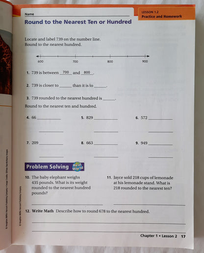 HMH Go Math! Grade 3 Volume 1 Workbook by Houghton Mifflin Harcourt Publishing Co. (Good, 2010, Pbk, 417 pages)