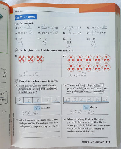 HMH Go Math! Grade 3 Volume 1 Workbook by Houghton Mifflin Harcourt Publishing Co. (Good, 2010, Pbk, 417 pages)