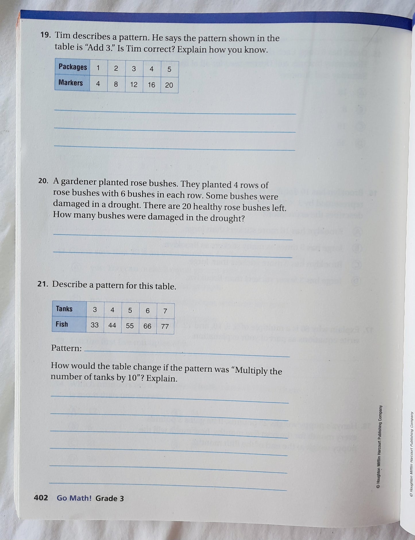 HMH Go Math! Grade 3 Volume 1 Workbook by Houghton Mifflin Harcourt Publishing Co. (Good, 2010, Pbk, 417 pages)