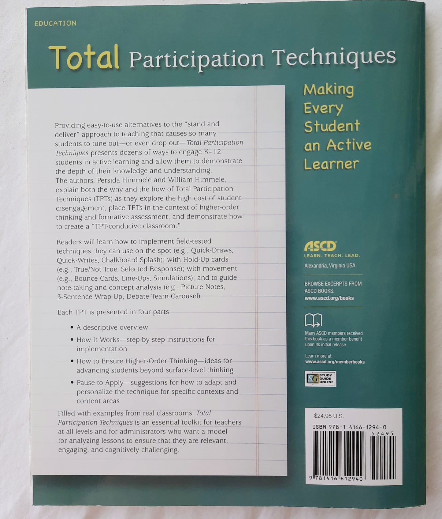 Total Participation Techniques: Making Every Student an Active Learner by Persida & William Himmele; (Very good, 2011, Pbk, 134 pages, ASCD Books)