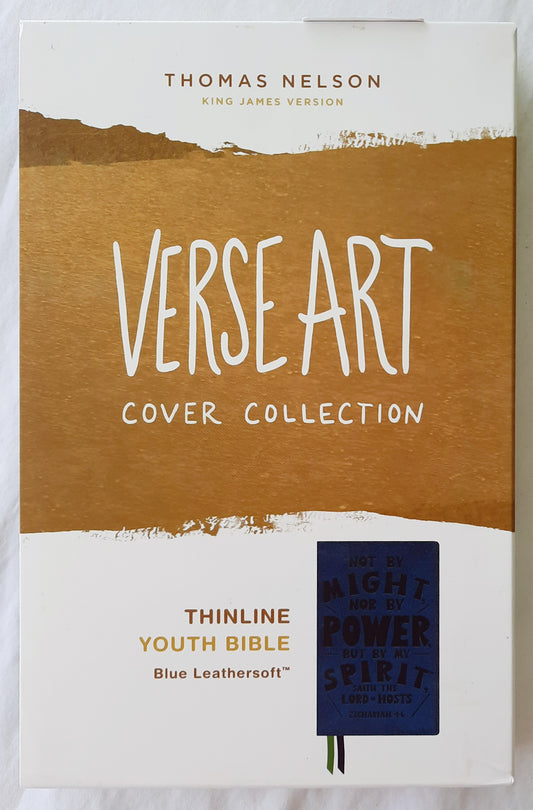 KJV Verse Art Thinline Youth Bible (New, 2022, Blue Leathersoft, 992 pages, Thomas Nelson)