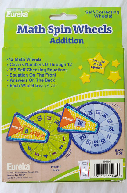 Math Spin Wheels: Addition by Eureka (New, 2017, Paper Magic Group)