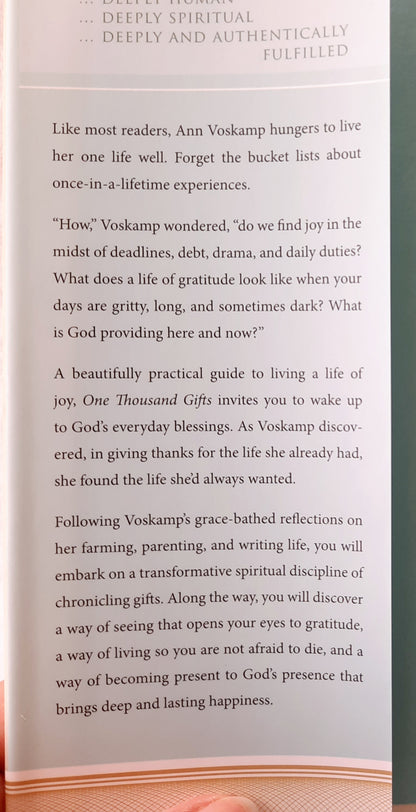 One Thousand Gifts by Ann Voskamp (Like new, 2010, HC, 237 pages, Zondervan)