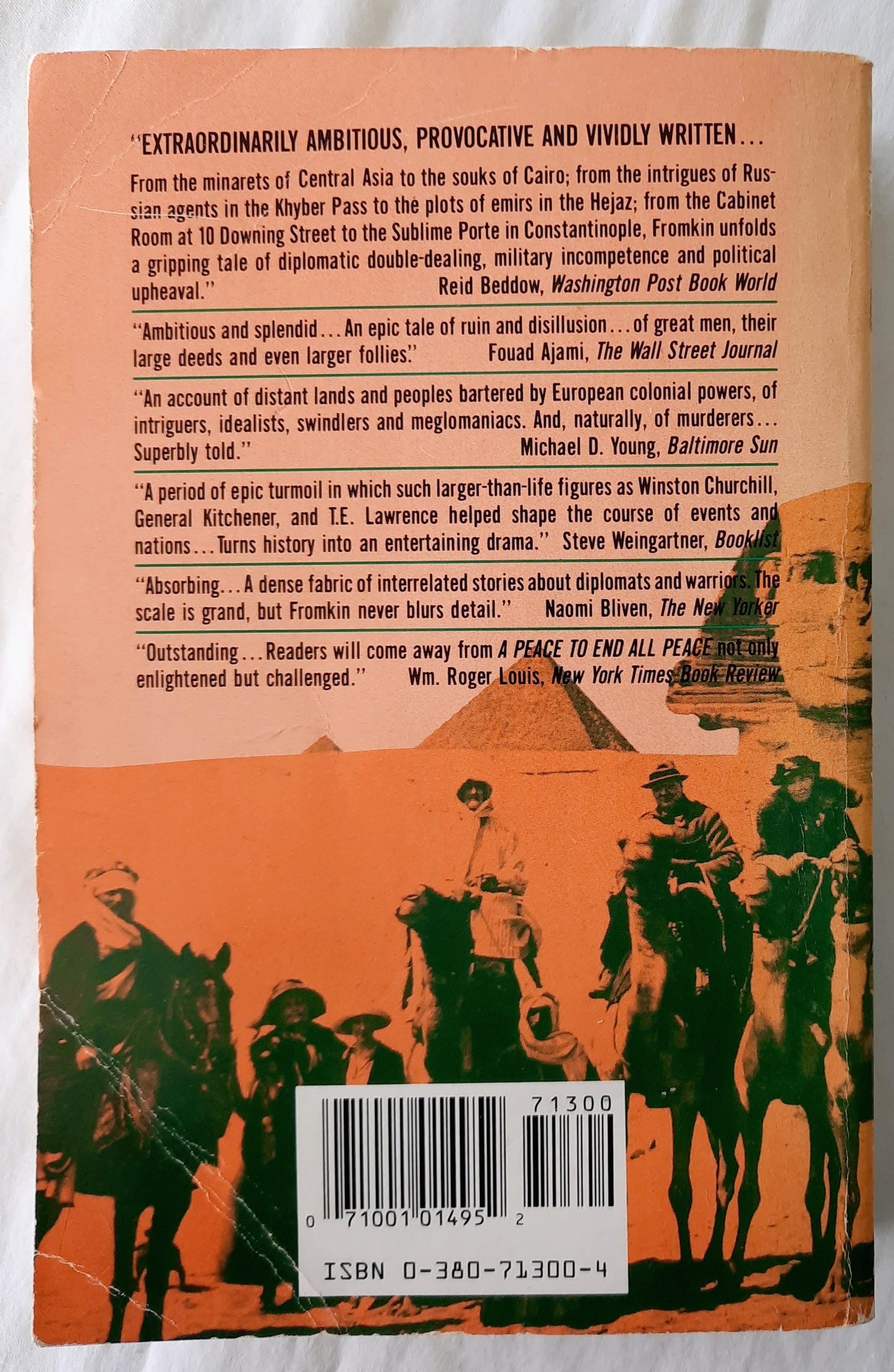 A Peace to End All Peace: The Fall of the Ottoman Empire and the Creation of the Modern Middle East by David Fomkin (Very Good, 1990, Pbk, 635 pages, Avon Books)