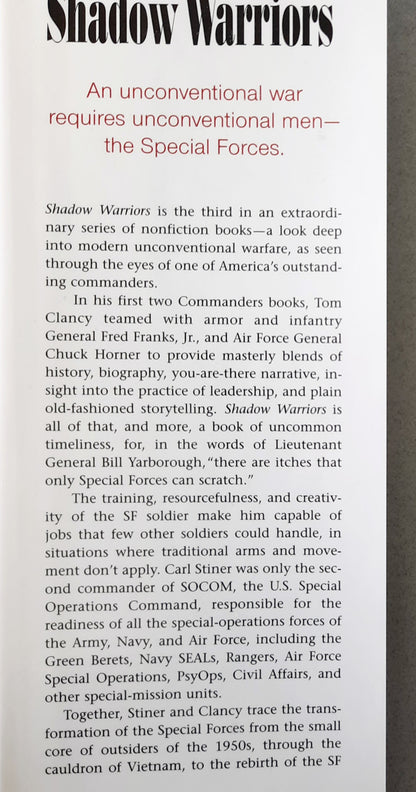 Shadow Warriors: Inside the Special Forces by Tom Clancy; General Carl Stiner [Ret.] (Study in Command, Very good, 2002, HC, 548 pages, G.P. Putnam's Sons)