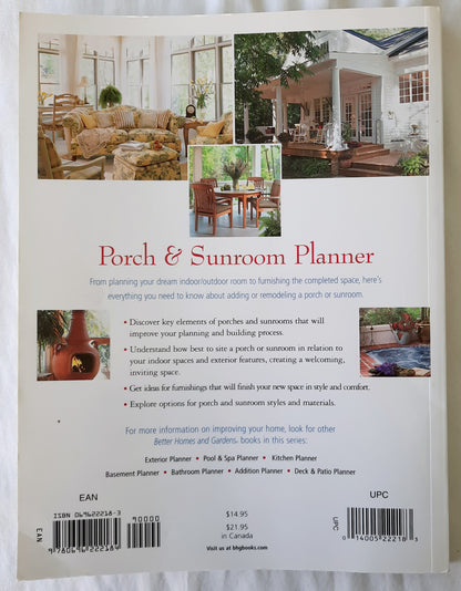 Better Homes and Gardens Porch & Sunroom Planner edited by Paula Marshall (Very good, 2004, Pbk, 160 pages, Meredith Books)