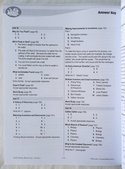 Daily Warm-Ups Science Grade 5 by Robert W. Smith (New, 2019, Pbk, 176 pages, Teacher Created Resources)