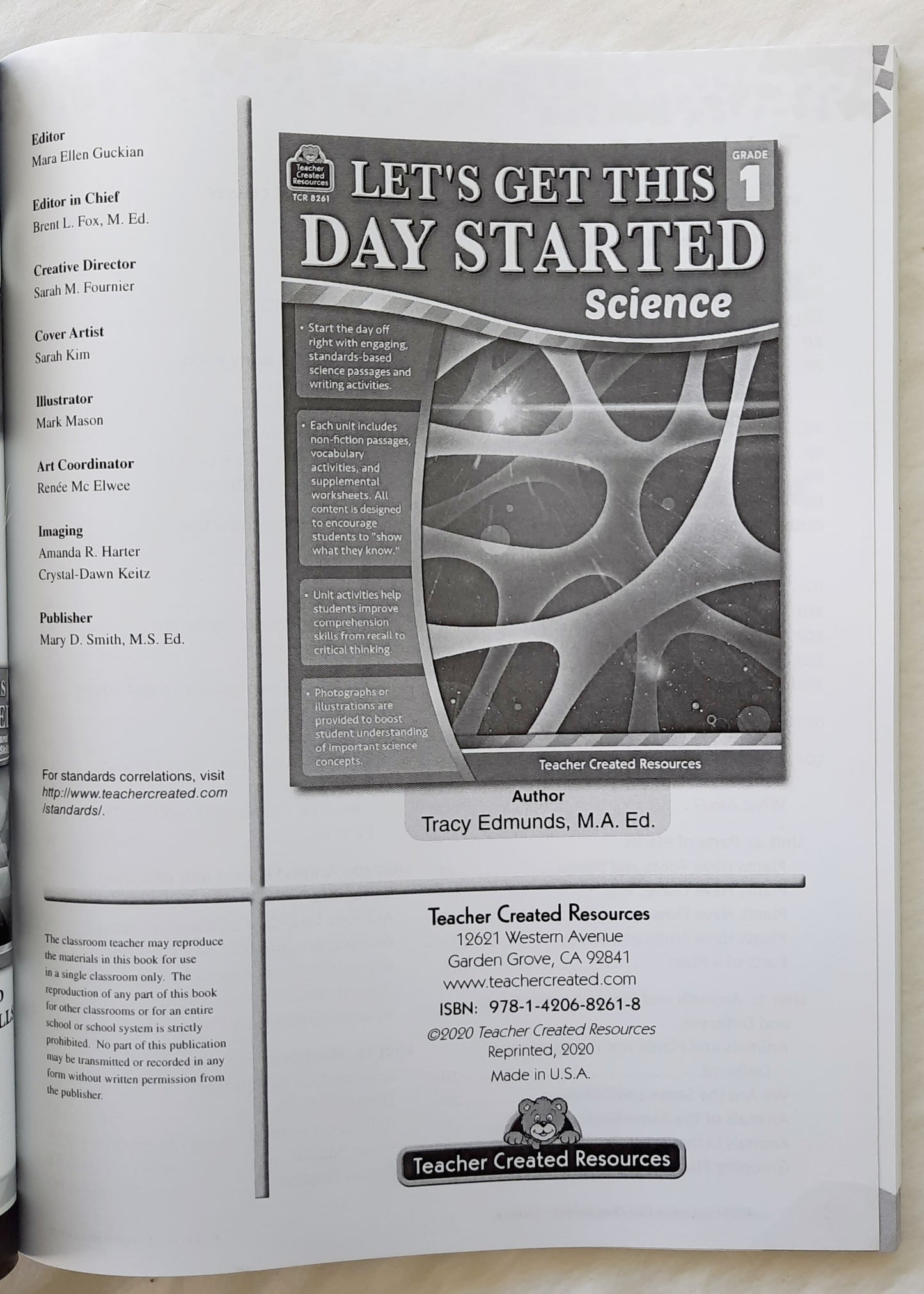 Let's Get This Day Started Science Grade 1 by Tracy Edmunds (New, 2020, Pbk, 112 pages, Teacher Created Resources)