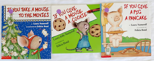 SET: If You Take a Mouse to the Movies; If You Give a Mouse a Cookie; If You Give a Pig a Pancake by Laura Numeroff (Very good, Pbk, Scholastic)