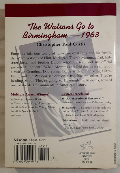 The Watsons Go to Birmingham - 1963by Christopher Paul Curtis (Very good, 1998, Pbk, 211 pages, Scholastic)