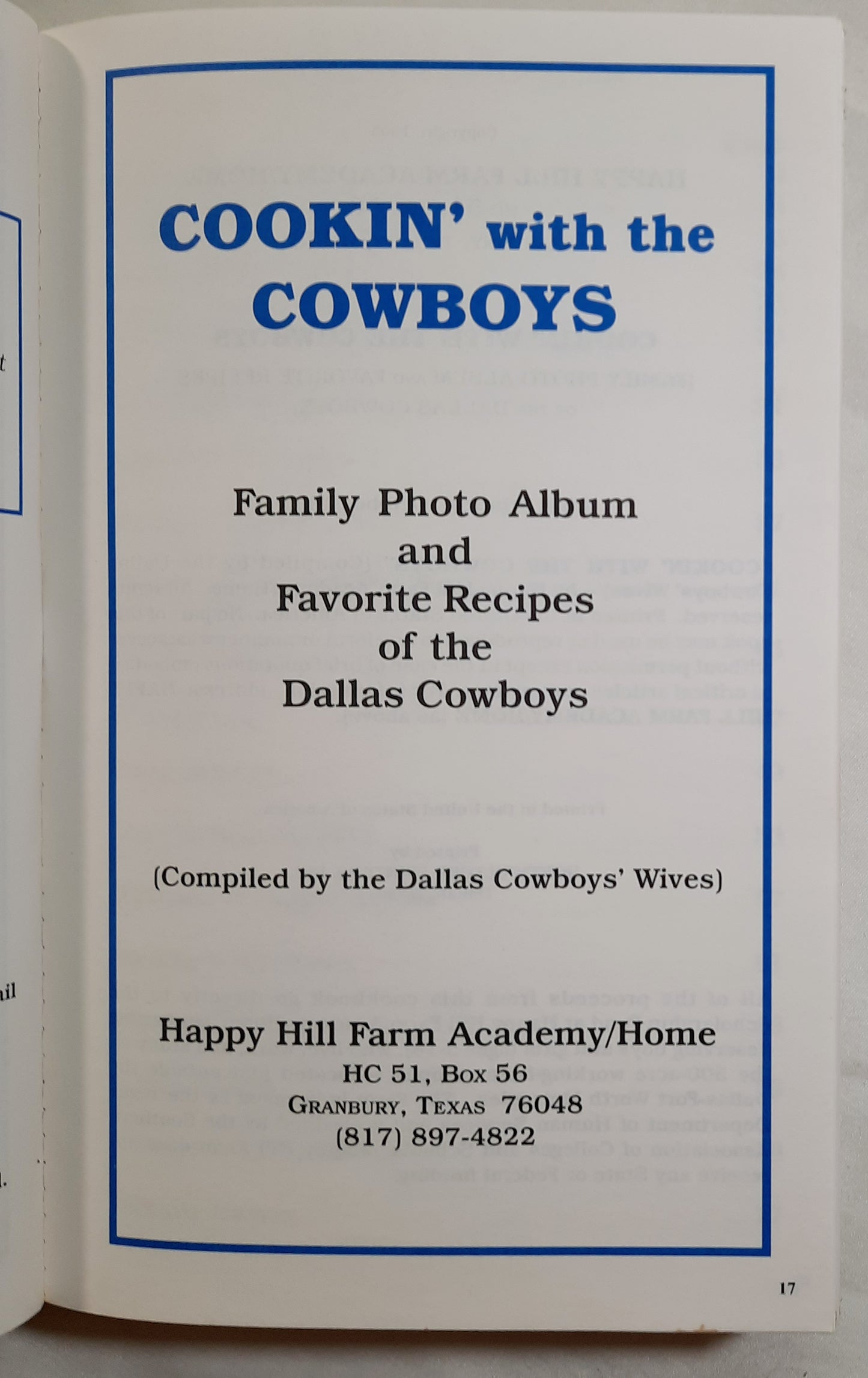 Cookin' with the Cowboys Family Photo Album Collector's Edition by Happy Hill Farm Academy (Very Good, 1995, Pbk, 432 pages, Horticultural Printers, Inc.)