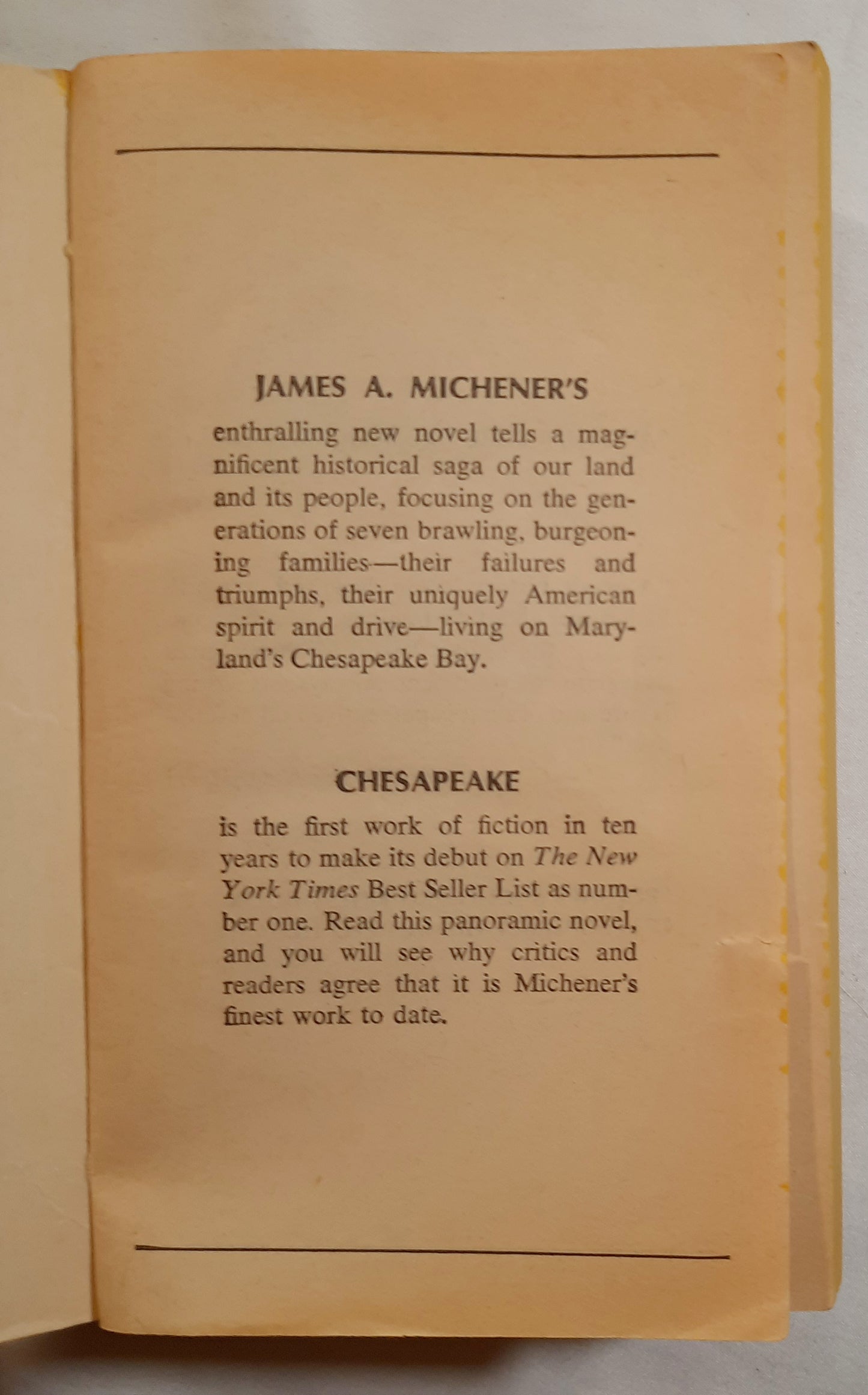 Chesapeake by James A. Michener (Good, 1978, Pbk, 1083 pages, Fawcett Crest)