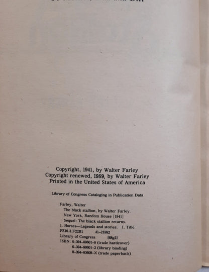 The Black Stallion #1 by Walter Farley (Good, 1969, Pbk, 187 pages, Random House)