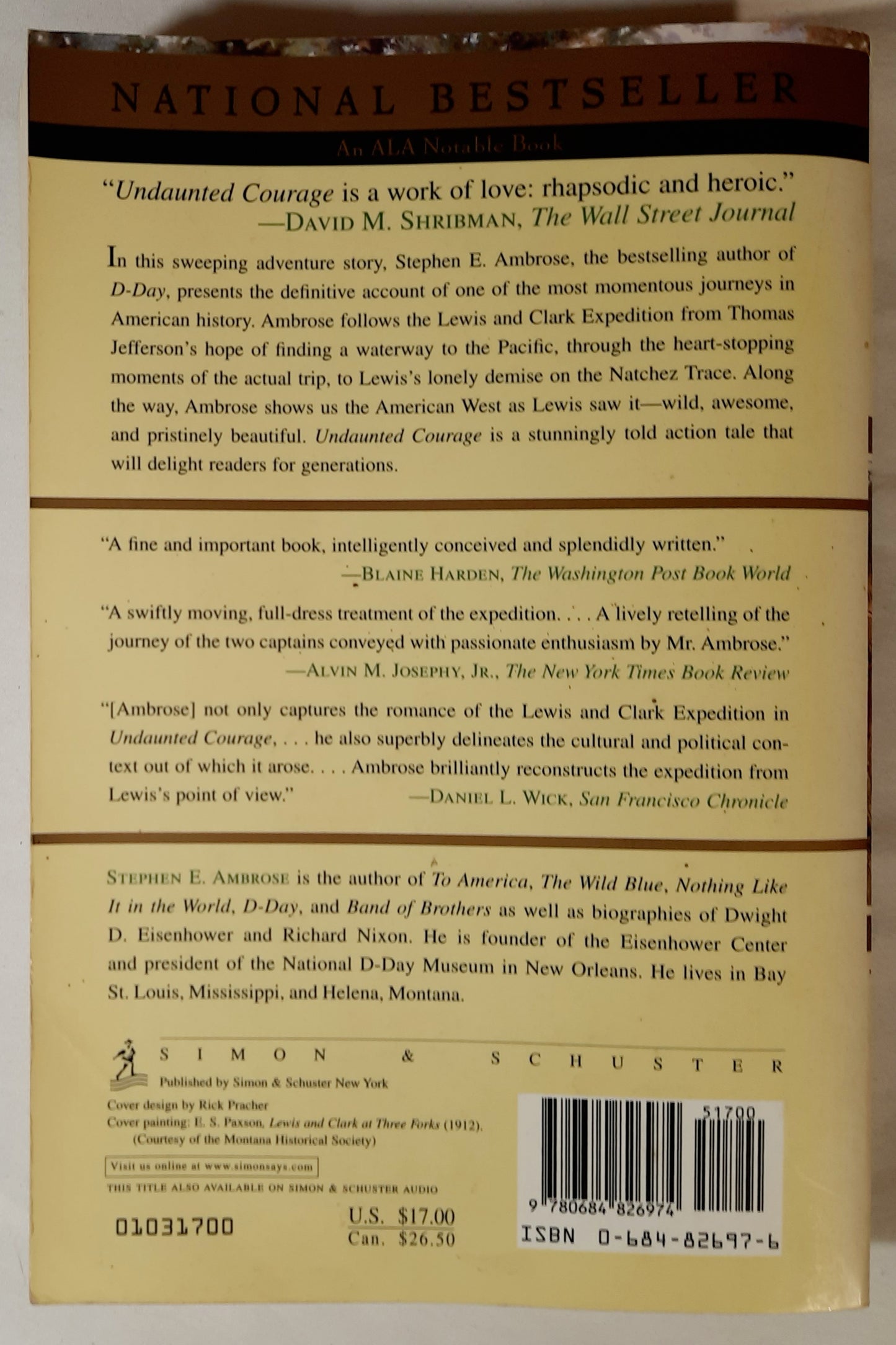 Undaunted Courage: Meriwether Lewis, Thomas Jefferson, and the Opening of the American West by Stephen E. Ambrose (Very Good, 2003, PBk, 521 pages, Simon & Schuster)