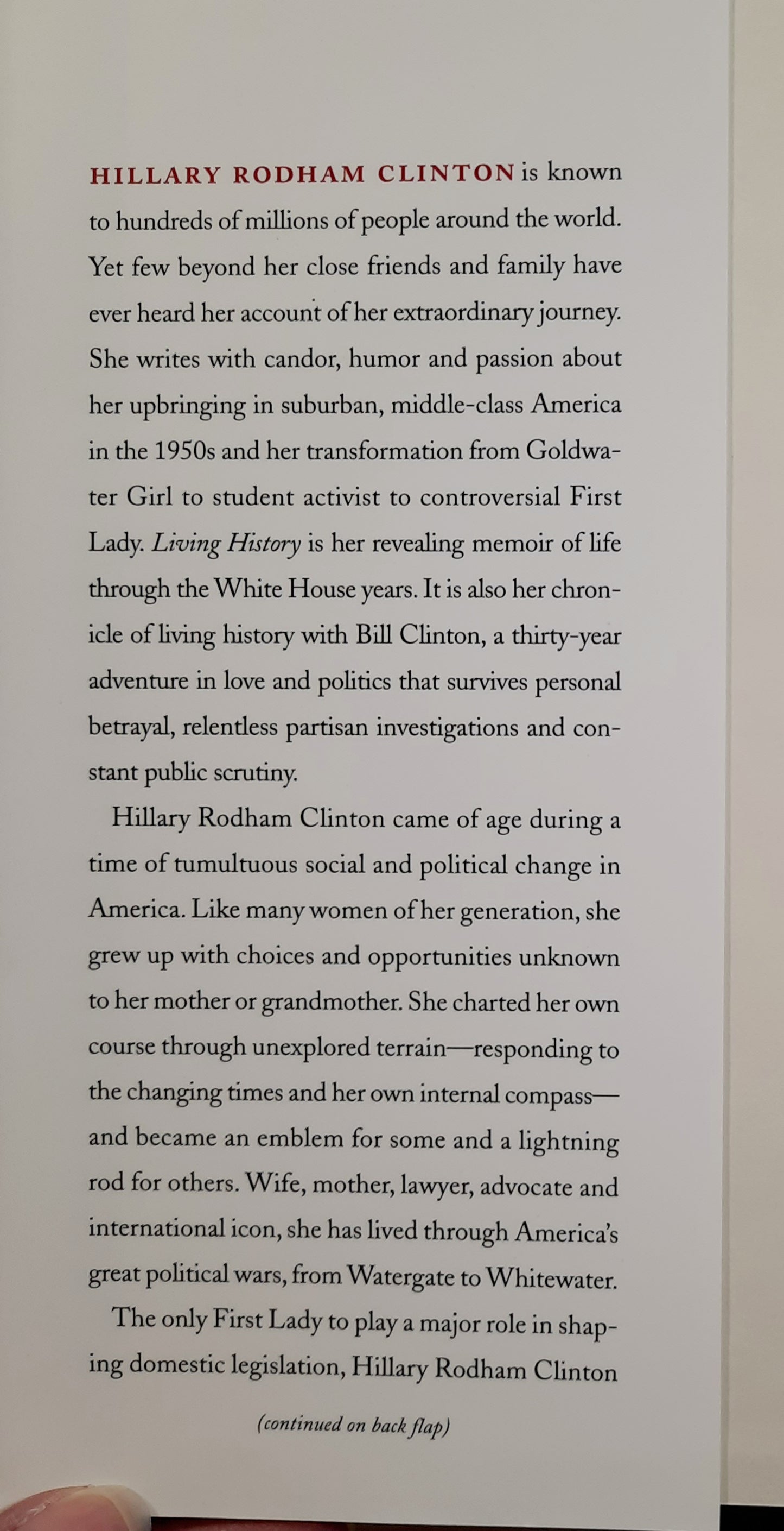 Living History by Hillary Rodham Clinton (Very good, 2003, HC, 562 pages, Simon & Schuster)