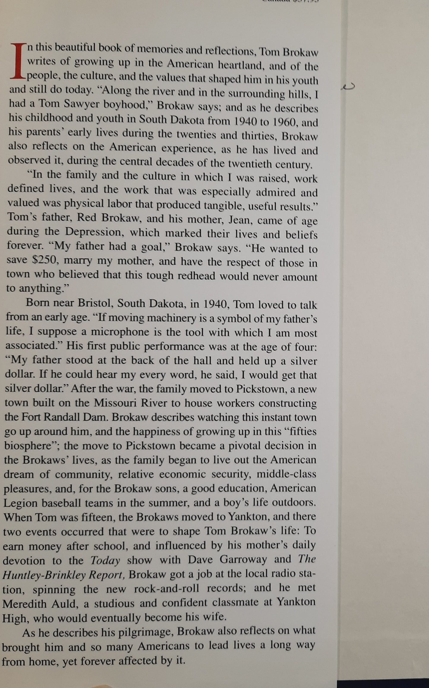 A Long Way From Home: Growing Up in the American Heartland by Tom Brokaw (Very good, 2002, HC, 233 pages, Random House)